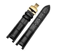 PNESHGTT Compatible con el calendario perpetuo for hombre CB0164-17E, correa de piel de vaca CB0160-18A, correa de pulsera de cuero negro y marrón.(Black-gold B)