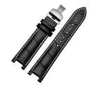 PNESHGTT Compatible con el calendario perpetuo for hombre CB0164-17E, correa de piel de vaca CB0160-18A, correa de pulsera de cuero negro y marrón.(Black white-silver B)