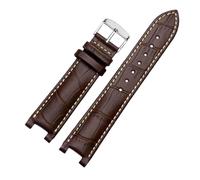 PNESHGTT Compatible con el calendario perpetuo for hombre CB0164-17E, correa de piel de vaca CB0160-18A, correa de pulsera de cuero negro y marrón.(Brown white-silver A)