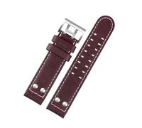 PNESHGTT Compatible con el reloj Hamilton Khaki Aviation H77616533 H70615733, correa de cuero Jazz Field for hombre, estilo 20 22(B Dark brown silver,22mm)