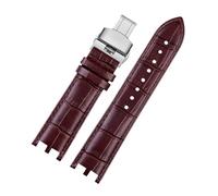 PNESHGTT Correa de Cuero Compatible con Versace, Correa de Reloj de Cuero con Interfaz cóncava Doble GMT, Accesorios Personalizados for Reloj Versace de 24 mm.(Brown Silver)