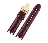 PNESHGTT Correa de Cuero Compatible con Versace, Correa de Reloj de Cuero con Interfaz cóncava Doble GMT, Accesorios Personalizados for Reloj Versace de 24 mm.(Brown Gold)