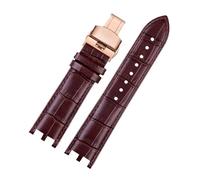 PNESHGTT Correa de Cuero Compatible con Versace, Correa de Reloj de Cuero con Interfaz cóncava Doble GMT, Accesorios Personalizados for Reloj Versace de 24 mm.(Brown Rose Gold)