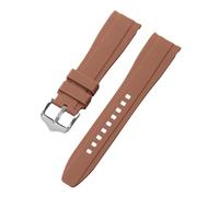 PNESHGTT Correa de reloj silicona con extremo curvo 20 mm y 22 compatible Swatch, compatible Omega Moonswatch, pulsera impermeable(Brown,22mm)