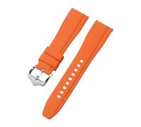 PNESHGTT Correa de reloj silicona con extremo curvo 20 mm y 22 compatible Swatch, compatible Omega Moonswatch, pulsera impermeable(Orange,20mm)