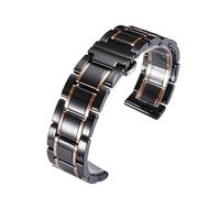 PNESHGTT Correa de reloj universal acero inoxidable cerámica liberación rápida 16, 18, 20, 22 y 24 mm, compatible con Panerai Hamilton Tissot for hombres mujeres(Black rose gold,14mm)