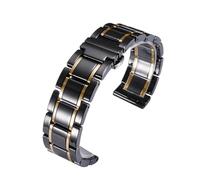 PNESHGTT Correa de reloj universal acero inoxidable cerámica liberación rápida 16, 18, 20, 22 y 24 mm, compatible con Panerai Hamilton Tissot for hombres mujeres(Black gold,22mm)