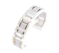 PNESHGTT Correa de reloj universal acero inoxidable cerámica liberación rápida 16, 18, 20, 22 y 24 mm, compatible con Panerai Hamilton Tissot for hombres mujeres(White gold,23mm)