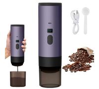 Pneterg Cafetera portátil 3 en 1, Auto-Chauffage expresso Cafetera de viaje, 12 V USB cargable Cafeteras de cápsulas, compatible con cápsulas y café molido, para viajes, oficina, camping, color morado