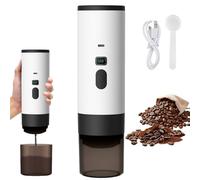 Pneterg Cafetera portátil 3 en 1, Auto-Chauffage expresso Cafetera de viaje, 12 V USB cargable Cafeteras de cápsulas, compatible con cápsulas y café molido, para viajes, oficina, camping, color blanco