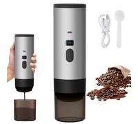 Pneterg Cafetera portátil 3 en 1, Auto-Chauffage expresso Cafetera de viaje, 12 V USB cargable Cafeteras con cápsulas, compatible con café molido, para viajes, oficina, camping, color gris