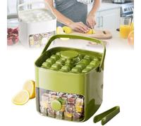 Pneterg - Máquina de hielo a presión, bandeja para cubitos de hielo con tapa y recipiente para fabricar 48 cubitos de hielo, bandeja de hielo con mango de liberación de papido, para cócteles y jugos