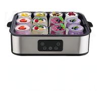 Pneterg yogurtera 12 frascos, capacidad 2200 ml máquina de yogur casero, yogurtera quesera de acero inoxidable, termostato ajustable y temporizador 48 horas para postres caseros saludables