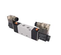 Pneumatic Air Solenoid Valve 4V420-15 Two Coil 1/2" BSP 12V DC 5 Way Electric Control Valve Plug With Red Indicator Light(4V420-10,AC220V)