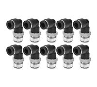 Pneumatic Connectors 10Pcs | L Shape Right Angle External Thread Quick Fittings | Compressor Accessories for Automation Equipment/Tools/DIY | 1.0-1.2Mpa Pressure Capability (6-04)