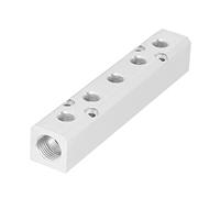 Pneumatic Manifold Gas Distribution Block | 1.0MPa Aluminum Connector Splitter | 3/4 / 5 Port for Compressors/Automation/Factories (SY30-02-5F)