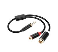 PNGKNYOCN 1/8" a 2 RCA Y Splitter Cord，3.5mm TRS macho a doble RCA hembra Aux Audio Adapter Nylon Braided Y Splitter Cable for Phone Speaker MP3 Tablet HDTV（0.3M）