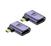 PNGKNYOCN 8K Micro HDMI a HDMI Adaptador, 2-Pack 90 Grados ángulo Izquierdo Micro HDMI Macho a HDMI 2.1 Hembra bidireccional convertidor de Apoyo 8K @ 60Hz HDTV (Left Bend)