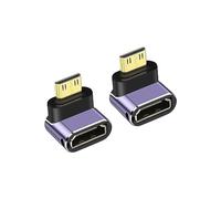 PNGKNYOCN 8K Mini HDMI a HDMI Adaptador, ángulo Recto 48Gbps 2.1 versión Mini HDMI Macho a HDMI Hembra Adaptador convertidor con luz LED, Soporte 8K @ 60Hz, 4K @ 120Hz, HDR, eARC(2-Pack)