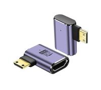 PNGKNYOCN 90 Grados 8K Mini Adaptador HDMI,2-Pack 48Gbps ángulo Recto Mini HDMI Macho a HDMI Hembra 2.1 versión bidireccional Conector de Apoyo 8K @ 60Hz, 4K @ 120Hz, HDR, eARC (Right Bend)