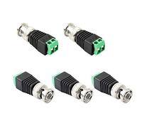 PNGKNYOCN BNC Conector macho BNC a 2 terminales de tornillo Adaptador sin soldadura para transmitir cable coaxial CAT5 a cámara de vigilancia CCTV (paquete de 5)