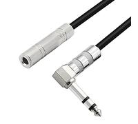 PNGKNYOCN Cable de extensión estéreo de 1/4 pulgadas, ángulo recto, 6,35 mm, macho a hembra, TRS estéreo para amplificadores, guitarras, equipos de cine en casa, etc. (50 cm)