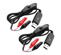 PNGKNYOCN Cable USB a clip de 12 V con botón de control de potencia, USB macho a cocodrilo, cable convertidor de aumento de tensión (2 unidades)