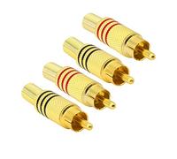 PNGKNYOCN Conector de audio RCA RCA estéreo macho chapado en oro con resorte coaxial de soldadura de audio adaptador gratuito KANGPING para transferencia entre interfaces de equipos de audio（4-pack）