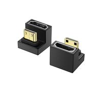 PNGKNYOCN U Shape 8K Mini HDMI a HDMI Adaptador, 180 Grados de ángulo Ascendente 48Gbps 2.1 Versión Mini HDMI Macho a HDMI Hembra Adaptador convertidor con luz LED (2-Pack) (Up Bend)