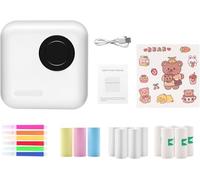 PNGOS Mini Impresora Mini Impresora para Smartphone Impresora Térmica Portátil Impresora Térmica con 13 Rollos de Papel para Imprimir Etiquetas, Materiales Educativos, Fotos y Otros Documentos