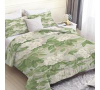 PNHCL Edredón Nórdico Estampado de Flor De Peonía 4 Estaciones Reversible - Relleno de Microfibra, Suave y Lavable, Plantas Tamaño 220x240 cm para Cama 135/150