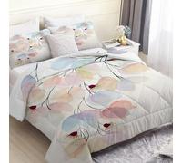PNHCL Edredón Nórdico Estampado de Floral Pastel 4 Estaciones Reversible - Relleno de Microfibra, Suave y Lavable, Plantas Tamaño 220x240 cm para Cama 135/150
