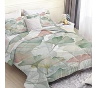 PNHCL Edredón Nórdico Estampado de Hojas De Ginkgo 4 Estaciones Reversible - Relleno de Microfibra, Suave y Lavable, Hojas Tamaño 220x240 cm para Cama 135/150 MS31