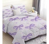 PNHCL Edredón Nórdico Estampado de Lazo Morado 4 Estaciones Reversible - Relleno de Microfibra, Suave y Lavable, Moderno Tamaño 220x240 cm para Cama 135/150