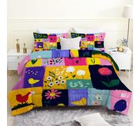 PNHCL Flores Edredon Estampado 4 Estaciones Labor de Retazos Edredón Relleno Nórdico Cama 135/150 Estampado, Geometría Edredones Reversible 220x240 cm para Niñas Niños Juveniles y Adulto Pz200