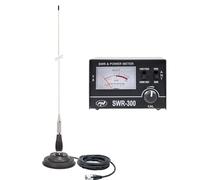PNI Antena CB ML100 100 cm, imán de 125 mm y reflectómetro PNI SWR-300 para medir SWR, Color Negro