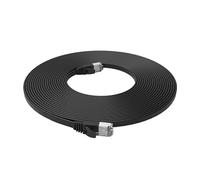 PNI Cable de red plano S/STP CAT7 U7050B, 2 x RJ45, 4 pares de cables, 32AWG, cobre, 10 Gbps, 600 MHz, 5 m, negro