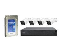 PNI House IPMAX PoE 3LR Kit de videovigilancia, NVR con 4 Puertos PoE con 4 cámaras IP de 3 MP, Exterior y Disco Duro PNI SafeHouse de 1 TB Incluido