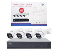 PNI House IPMAX PoE-8 - Kit de videovigilancia con NVR y 4 cámaras IP, resolución de 8 MP, visión Nocturna, detección de Movimiento, impermeabilidad IP66, Compatible con tecnología IP