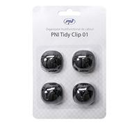 PNI Organizador de Cable Multifuncional Tidy Clip 01, Silicona Flexible, autoadhesiva, para 12 Cables 4x3 con un diámetro de 7 mm, Negro, Juego de 4 Piezas