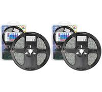 PNI Tira LED 2835RGB, RGB, IP65, silicona, longitud 5 metros, con mando a distancia, alimentación 230 V, regulable, juegos de luces, 270 LED tipo 2835, 12W (Paquete de 2)
