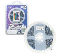 PNI Tira LED 5050RGB, 300 LEDs, RGB, regulable, juegos de luces, 5 metros, IP20, mando a distancia, fuente de alimentación 230V incluida