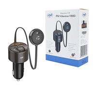 PNI Valentine V880 Modulador FM con micrófono, Bluetooth 5.0, Reproductor MP3, transmisor FM, Puerto USB Dual, Dispositivos móviles de Carga rápida a través de QC3.0