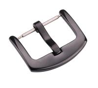 PNMNZTPAP Hebillas de acero inoxidable for correa reloj, 18 mm, 20, 22 y 24, color plata, negro dorado, venta al por mayor, unidades Cierre de reloj(Black Polished,18mm)