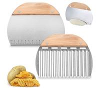 PNOOFR Cortador Rascador de Masa y Cortador Ondulado de Acero Inoxidable Set,Cortador de Patatas, Inoxidable Rasqueta Cortadora,Rascador de Cocina Multifuncional para Cortar Masa, Pizza, Turrón