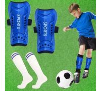 PNOOFR Espinilleras Futbol Niño y Medias Fútbol Niños Set, Calcetines De Fútbol para Niños, Espinilleras de Fútbol para Niños, Espinilleras para Jóvenes, para Niños de 6 a 12 Años