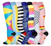 Pnosnesy 2/4/6/7 Pares de Calcetines de Compresión para Hombres y Mujeres, 15-20 mmHg Para Atletismo, Carrera, Viajes en Avión, Soporte