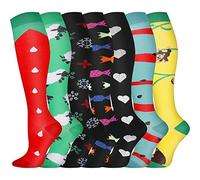 Pnosnesy 2/4/6/7 Pares de Calcetines de Compresión para Hombres y Mujeres, 15-20 mmHg Para Atletismo, Carrera, Viajes en Avión, Soporte