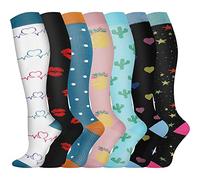 Pnosnesy 2/4/6/7 Pares de Calcetines de Compresión para Hombres y Mujeres, 15-20 mmHg Para Atletismo, Carrera, Viajes en Avión, Soporte