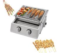 Pnpaea Cocina De Gas Exterior,Barbacoa Butano,Barbacoa De Gas,Plancha De Gas 2-8 Quemadores,Acero Inoxidable,Altura Regulable 0-7 Cm,para Fiestas En Caravanas 2Burner